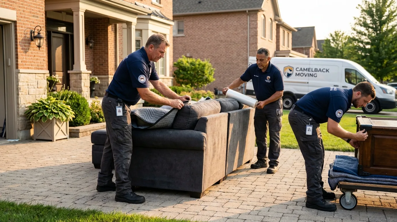 Large estate moving crew wrapping furniture in Wendell, NC