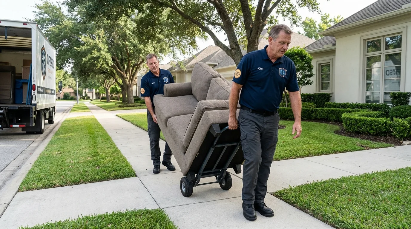 Local residential moving crew loading furniture in Wendell, NC